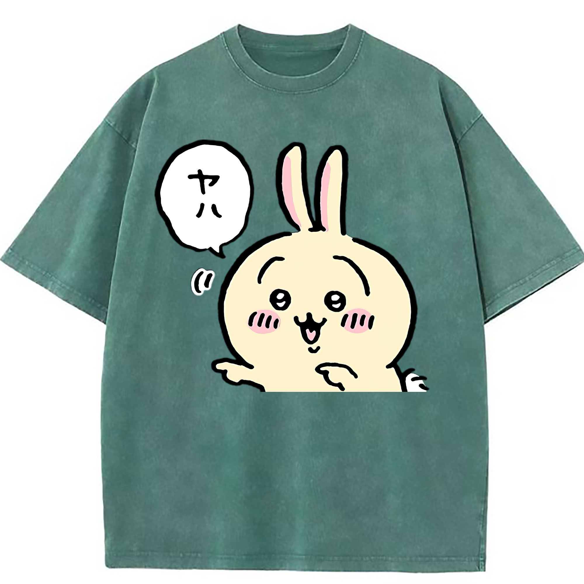 （画像用） ちいかわ うさぎ Chii-kawa usagi 綿100% ヴィンテージ風 半袖Tシャツ（フロントプリント）